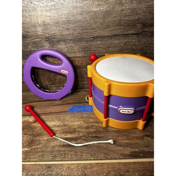 Little Tikes LITTLE RHYTHM MAKER Drum Purple & Yellow And Purple Tambourine Read - Picture 1 of 7